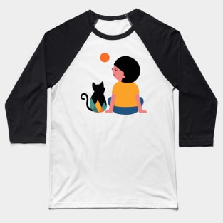 Boy and cat Baseball T-Shirt